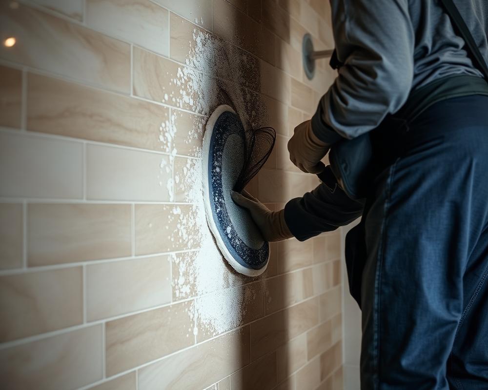 Tile detail in new bathroom