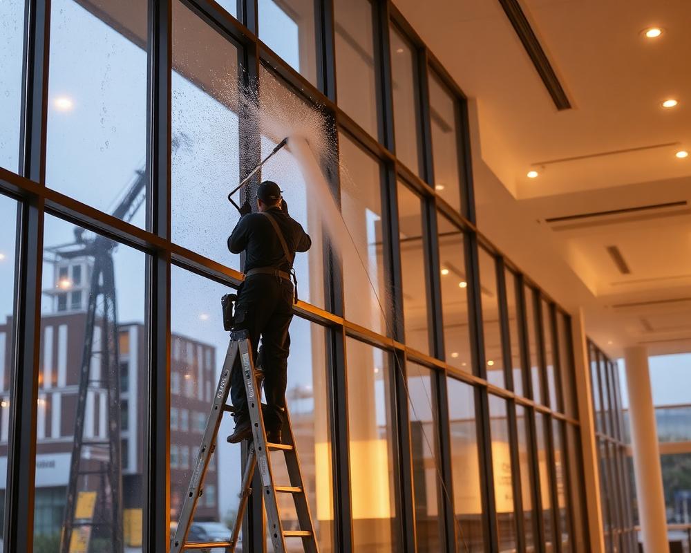 Window cleaning on commercial build