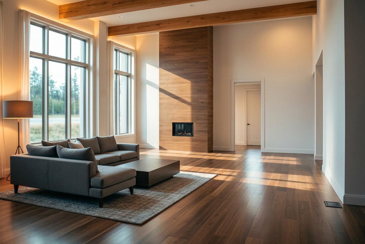 Spotless interior of a newly completed Houston home, ready for handover